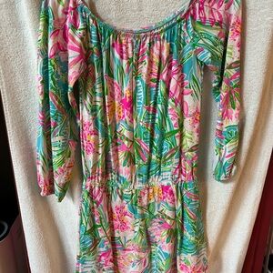 Lilly Pulitzer Off-Shoulder Pink and Green Dress